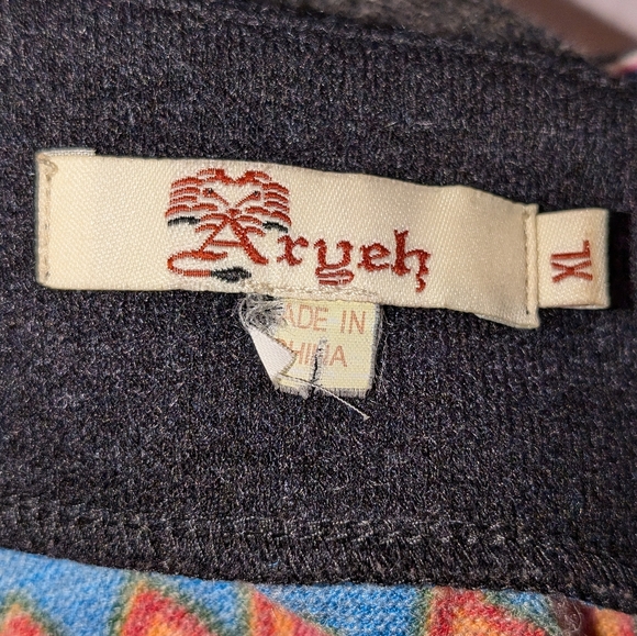 Aryeh XL Square Neck Multicolor Puff Sleeve Mini Groovy Geometric Mandala Print - Picture 6 of 8